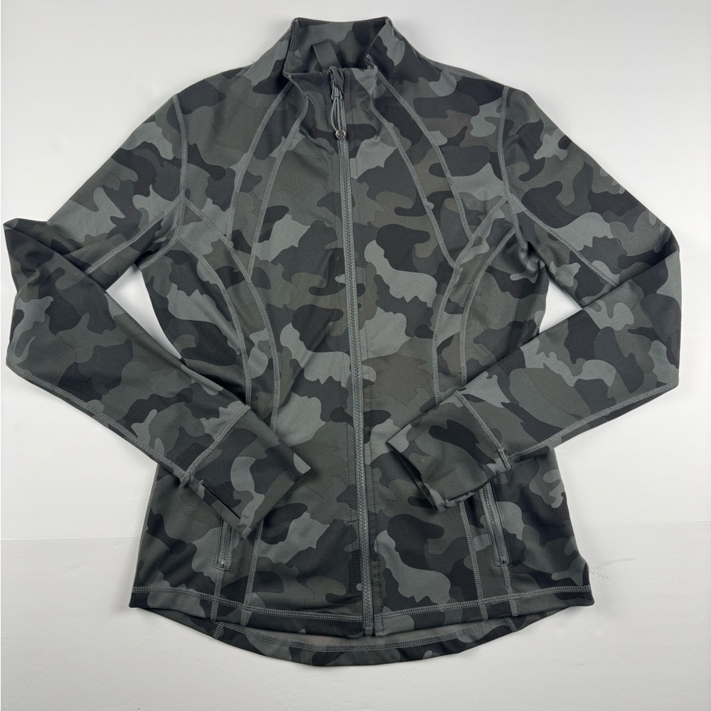 Yogalicious Women's Gray Camouflage Utility Full Zip long sleeve jacket medium